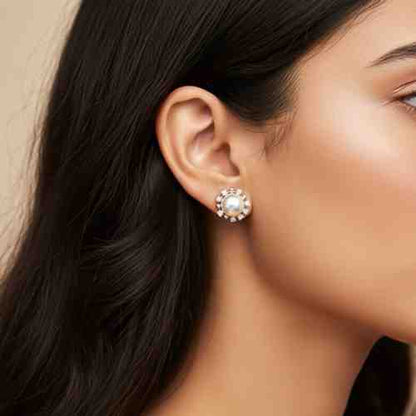 Silver Pearl Petal Earrings
