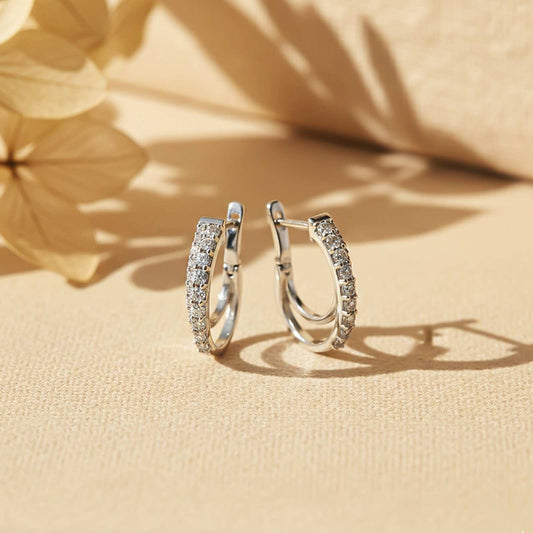 Silver Shining Semi-Hoop Earrings