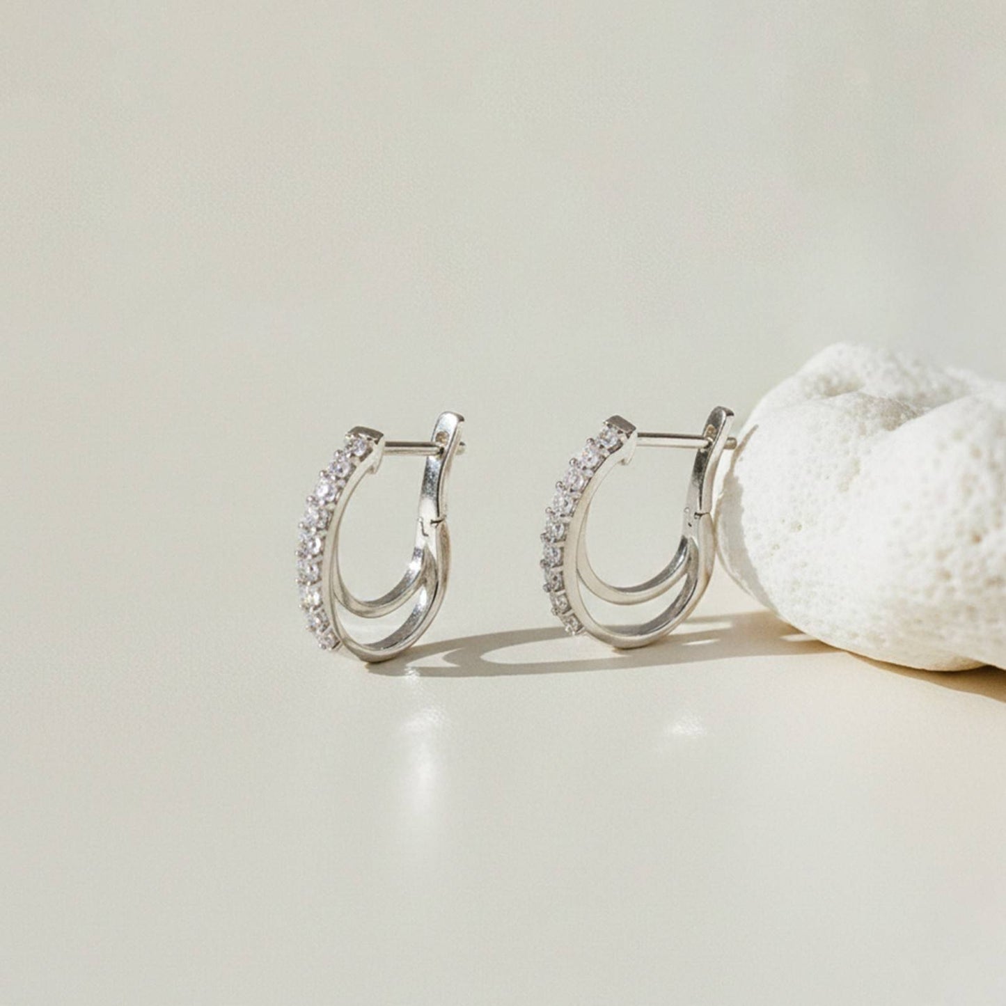 Silver Shining Semi-Hoop Earrings