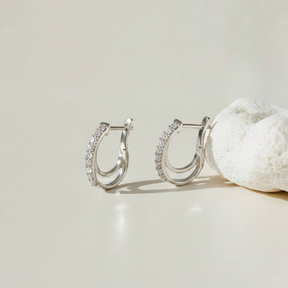 Silver Shining Semi-Hoop Earrings