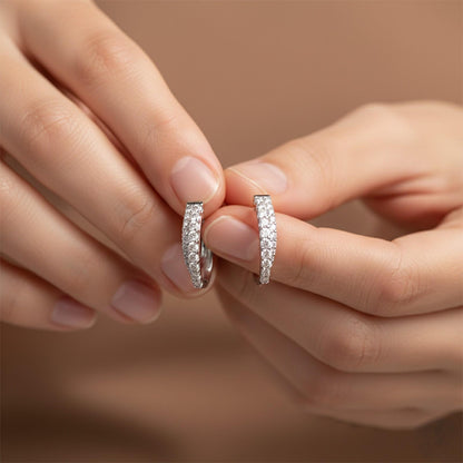 Silver Shining Semi-Hoop Earrings