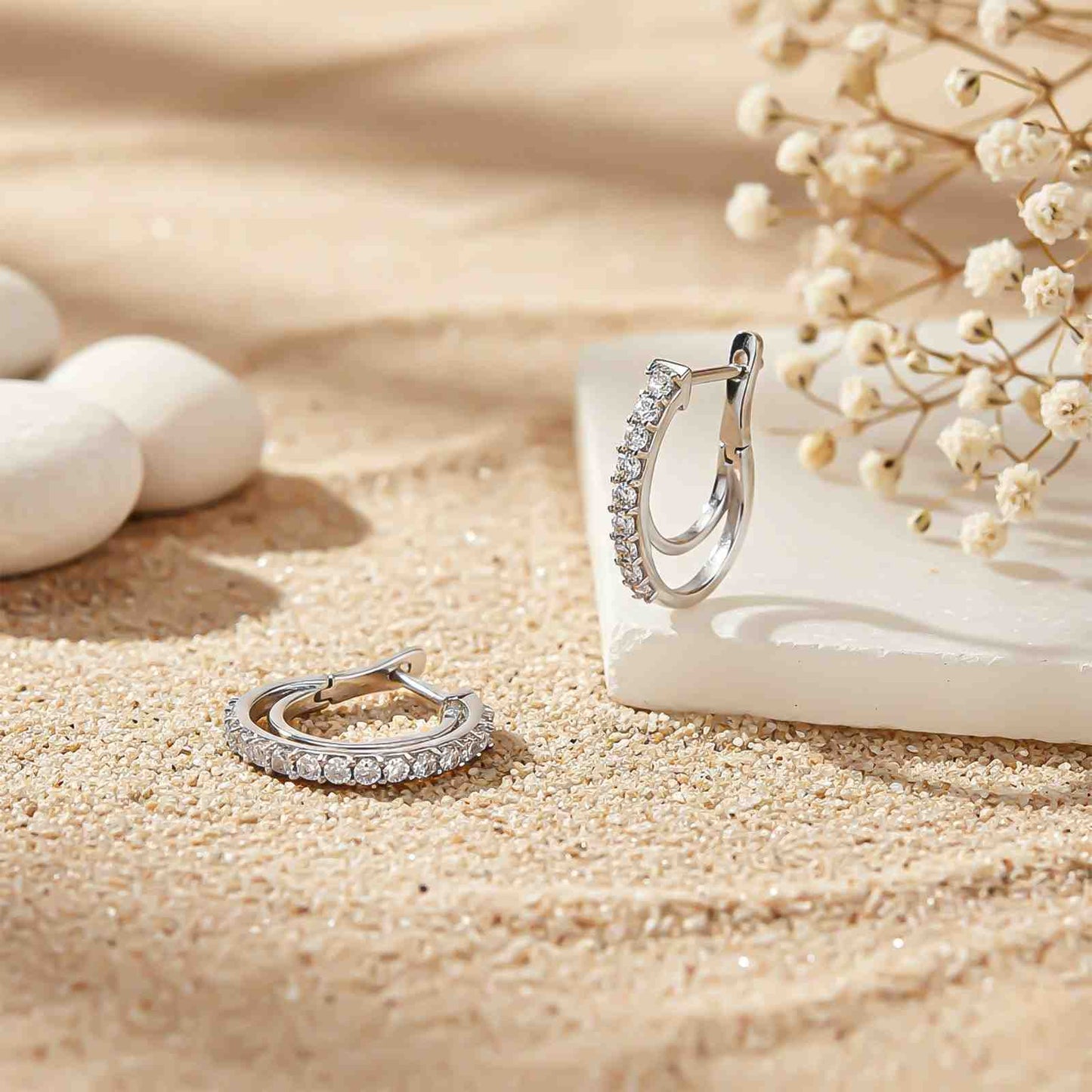 Silver Shining Semi-Hoop Earrings