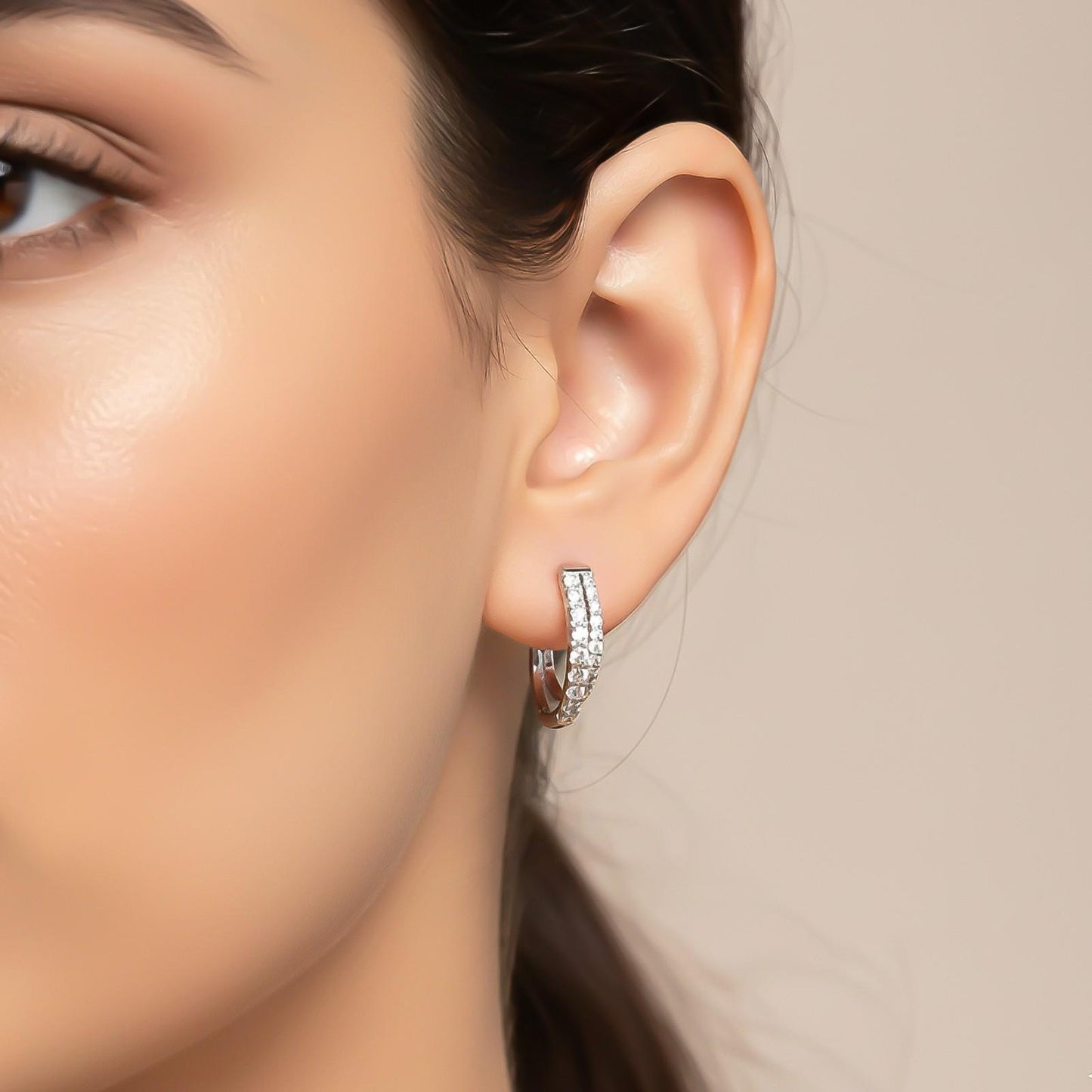 Silver Shining Semi-Hoop Earrings