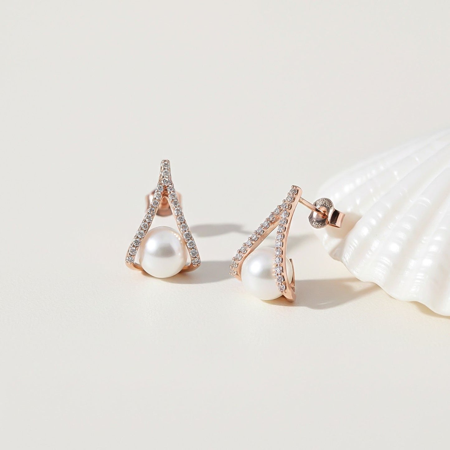 Rose Gold Mother of Pearl Drop Earrings