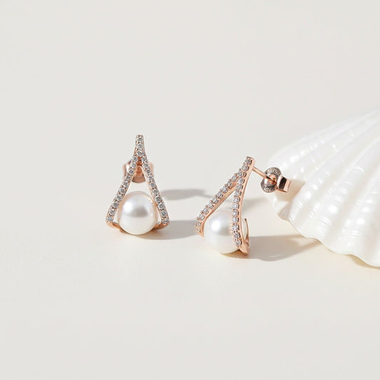 Rose Gold Mother of Pearl Drop Earrings