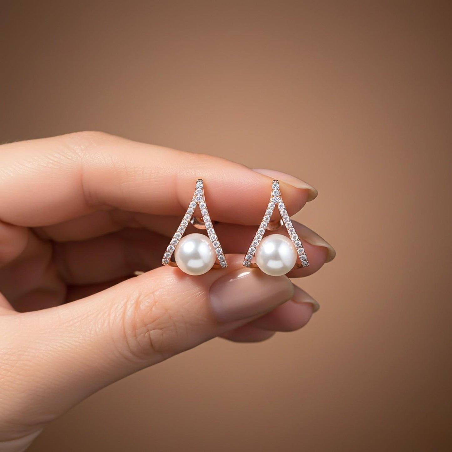Rose Gold Mother of Pearl Drop Earrings