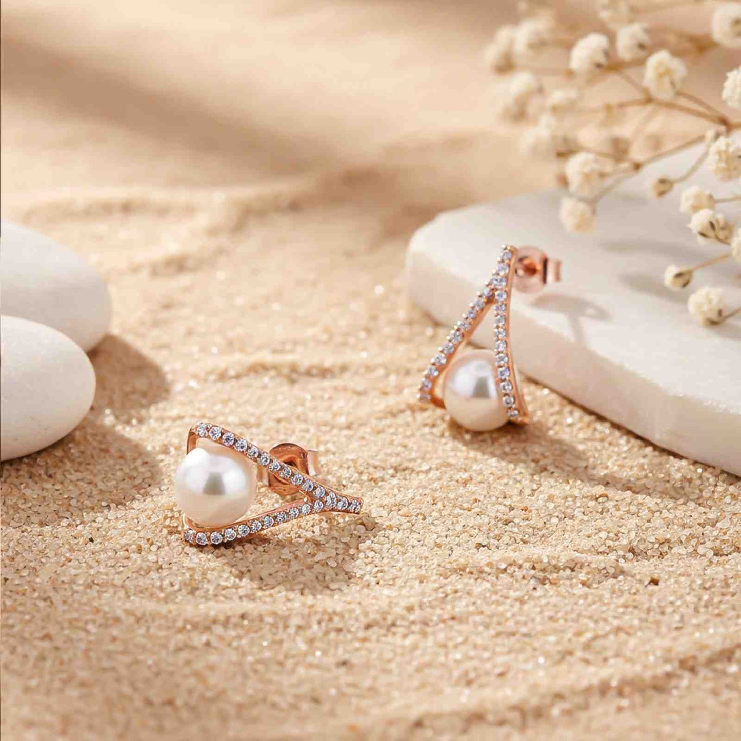 Rose Gold Mother of Pearl Drop Earrings