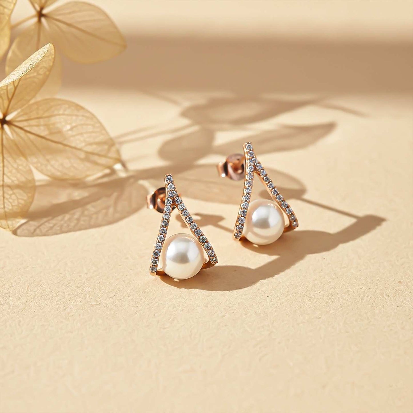 Rose Gold Mother of Pearl Drop Earrings