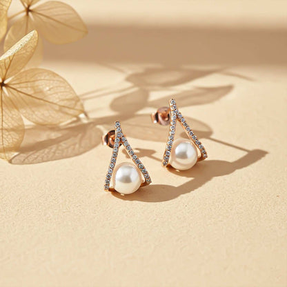 Rose Gold Mother of Pearl Drop Earrings