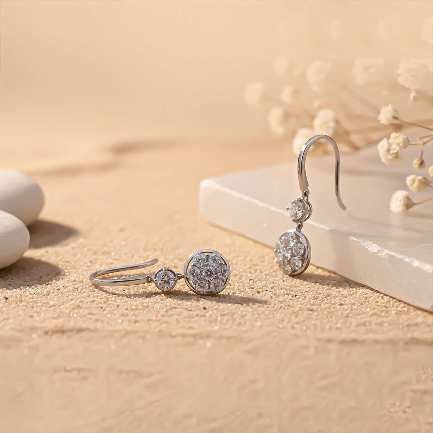 Silver Zircon Drizzle Drop Earrings