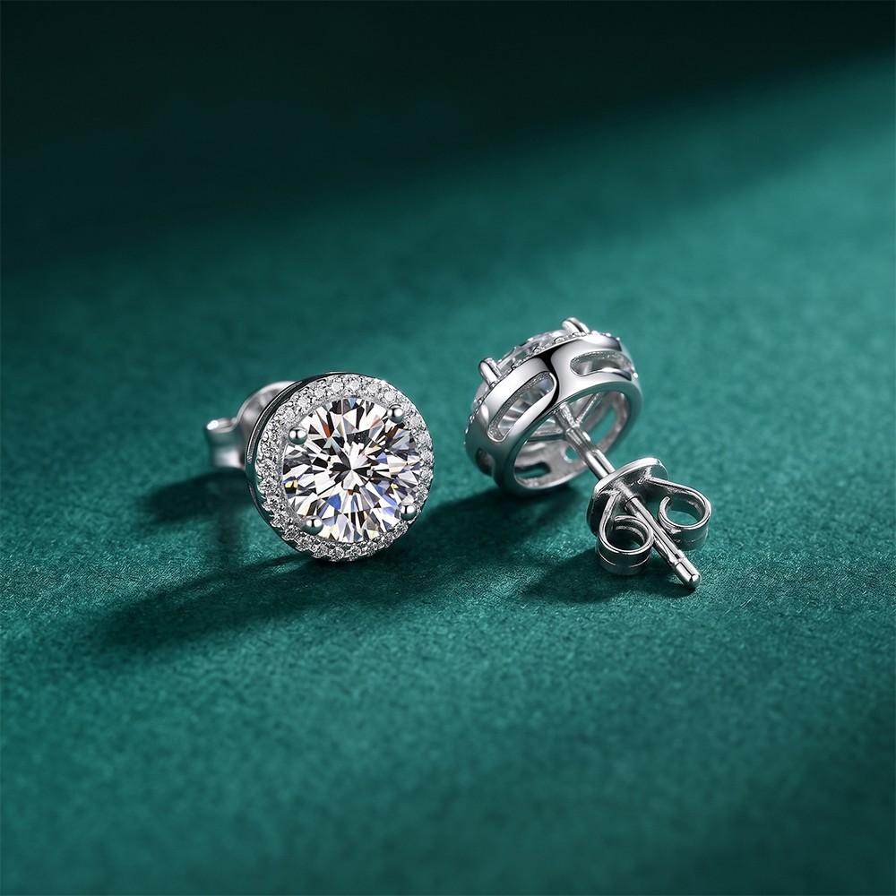 Round Halo Solitaire Stud Earrings