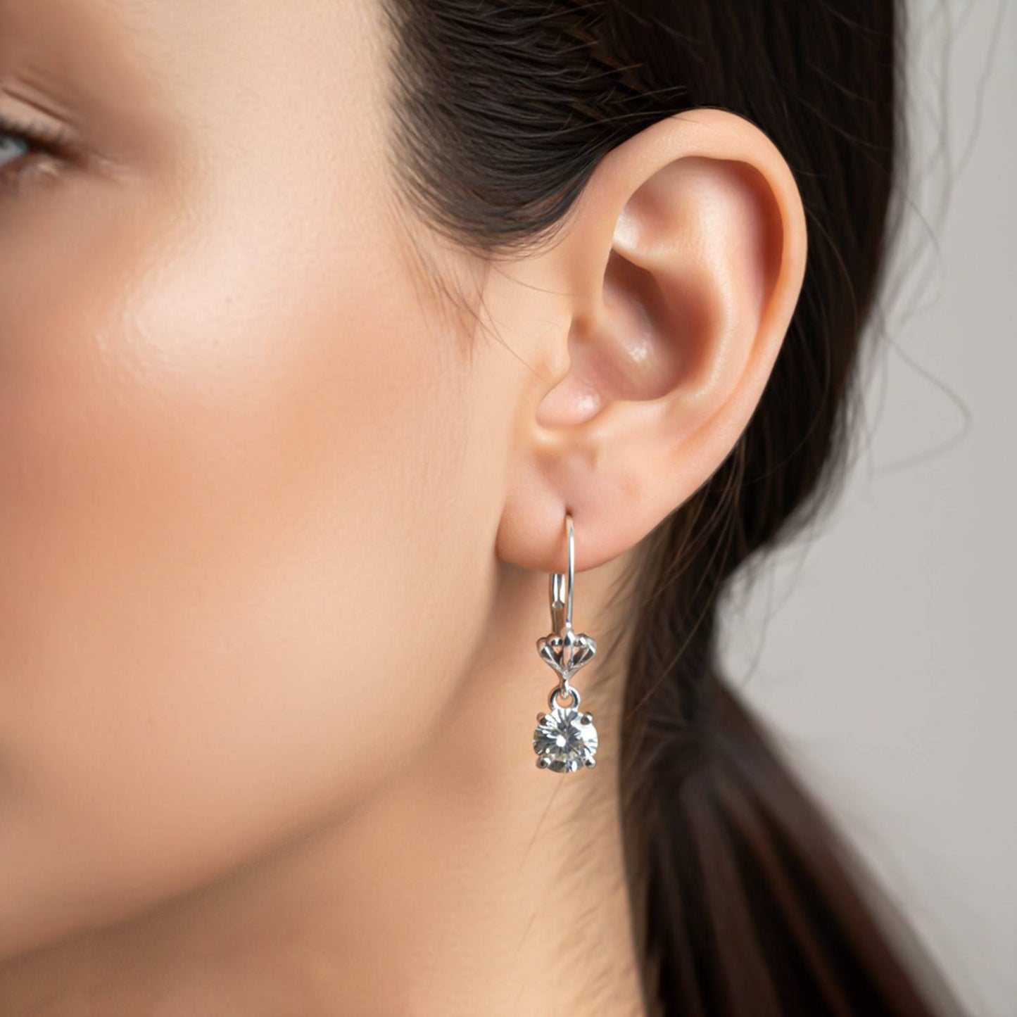 Silver Crown Drop Earrings