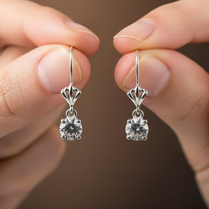 Silver Crown Drop Earrings