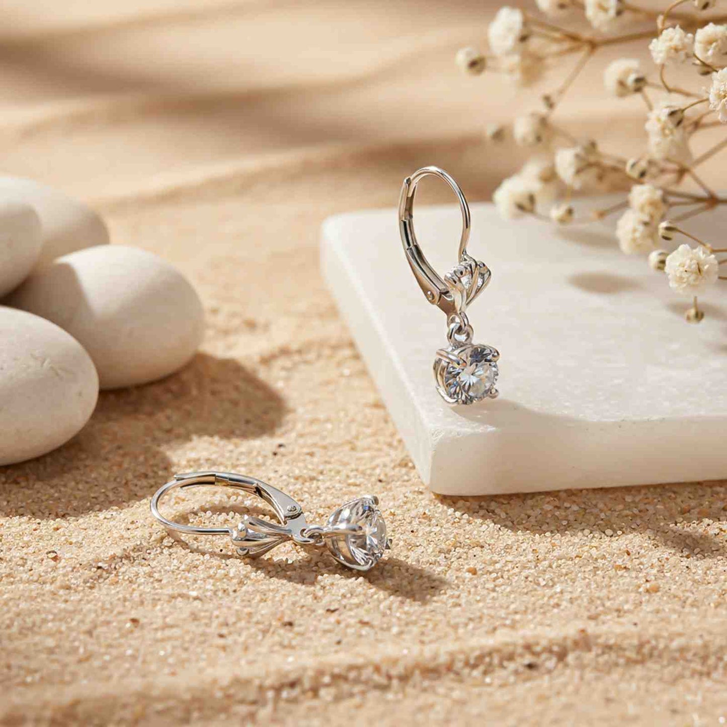 Silver Crown Drop Earrings