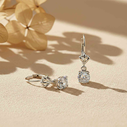 Silver Crown Drop Earrings
