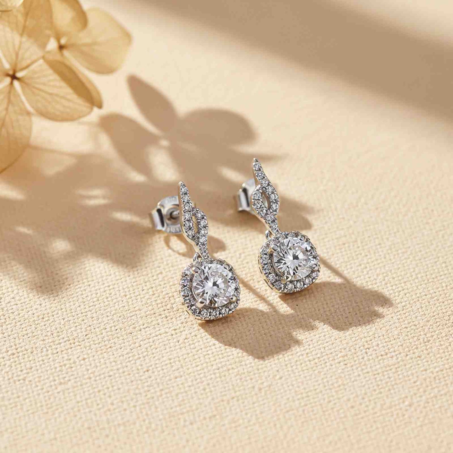 Silver Drizzle Halo Drop Earrings