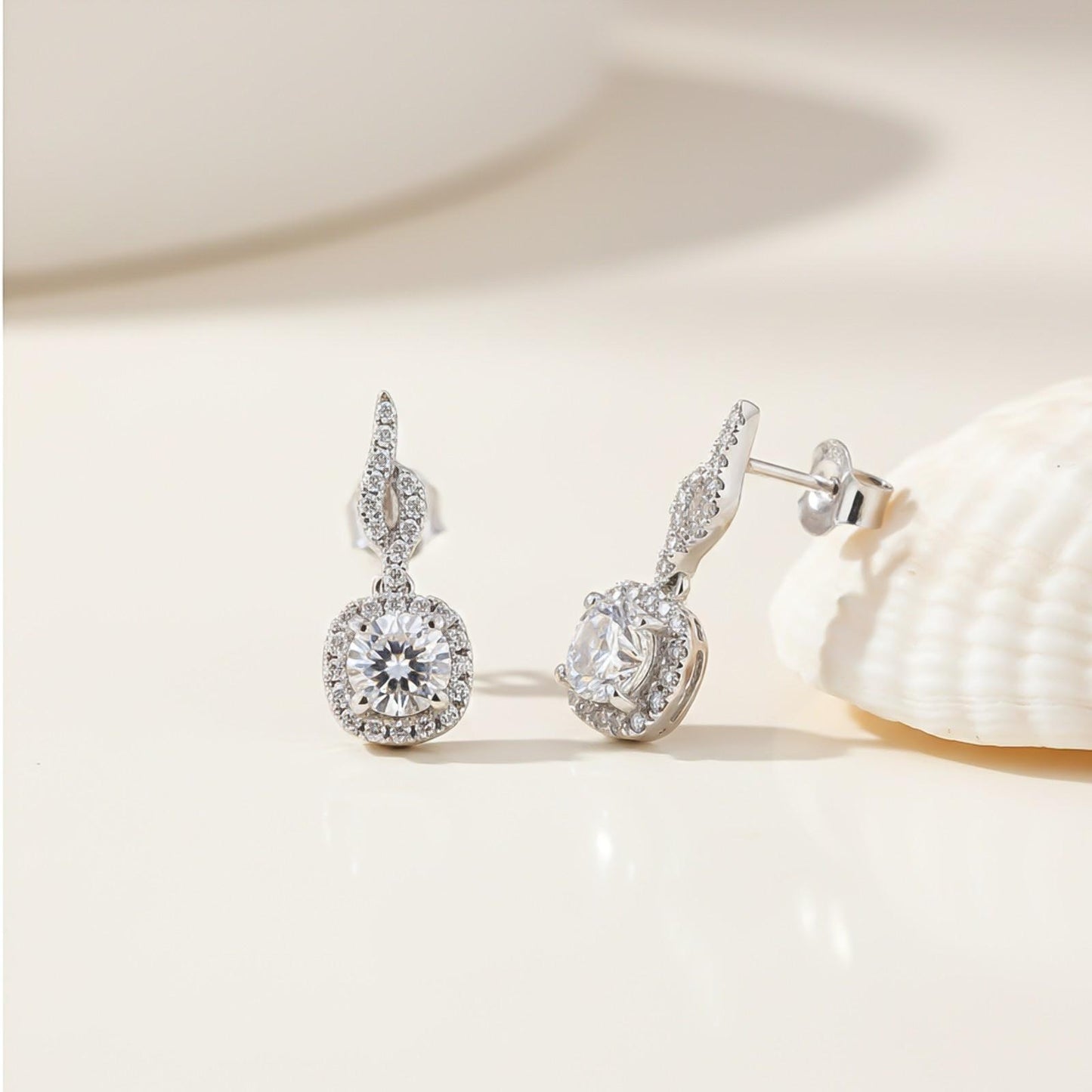 Silver Drizzle Halo Drop Earrings