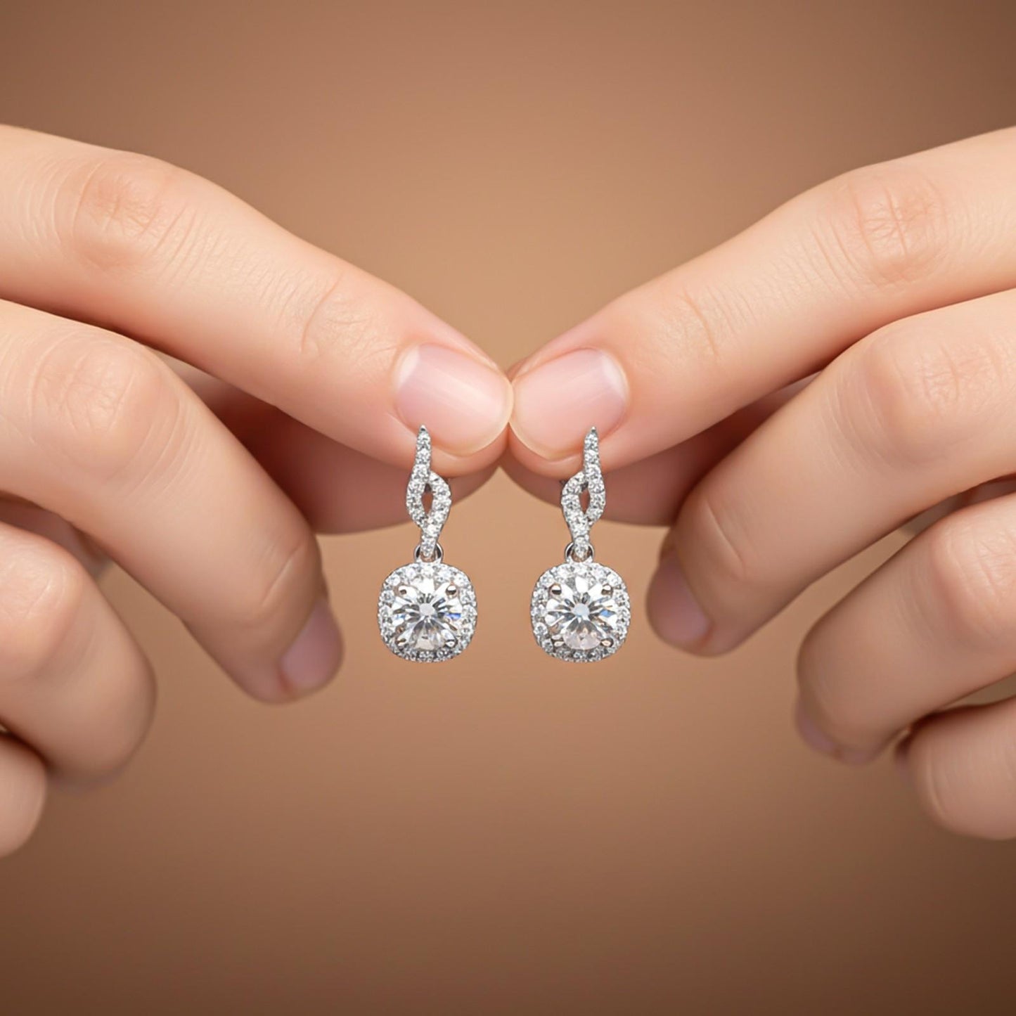 Silver Drizzle Halo Drop Earrings