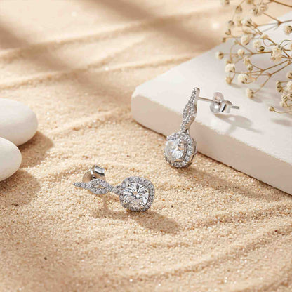 Silver Drizzle Halo Drop Earrings