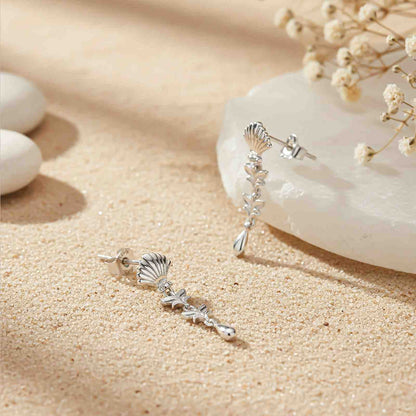 Silver Tribal Petal Layer Drop Earrings