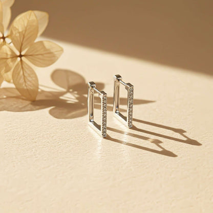Silver Square Hoop Earrings