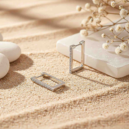 Silver Square Hoop Earrings