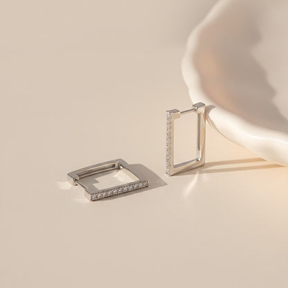 Silver Square Hoop Earrings