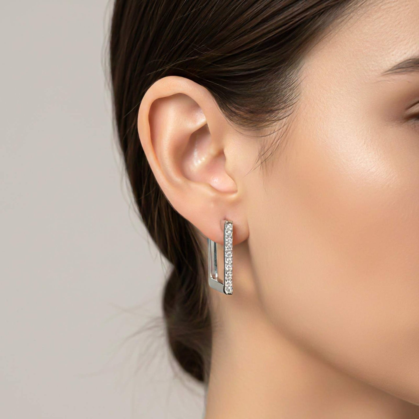 Silver Square Hoop Earrings