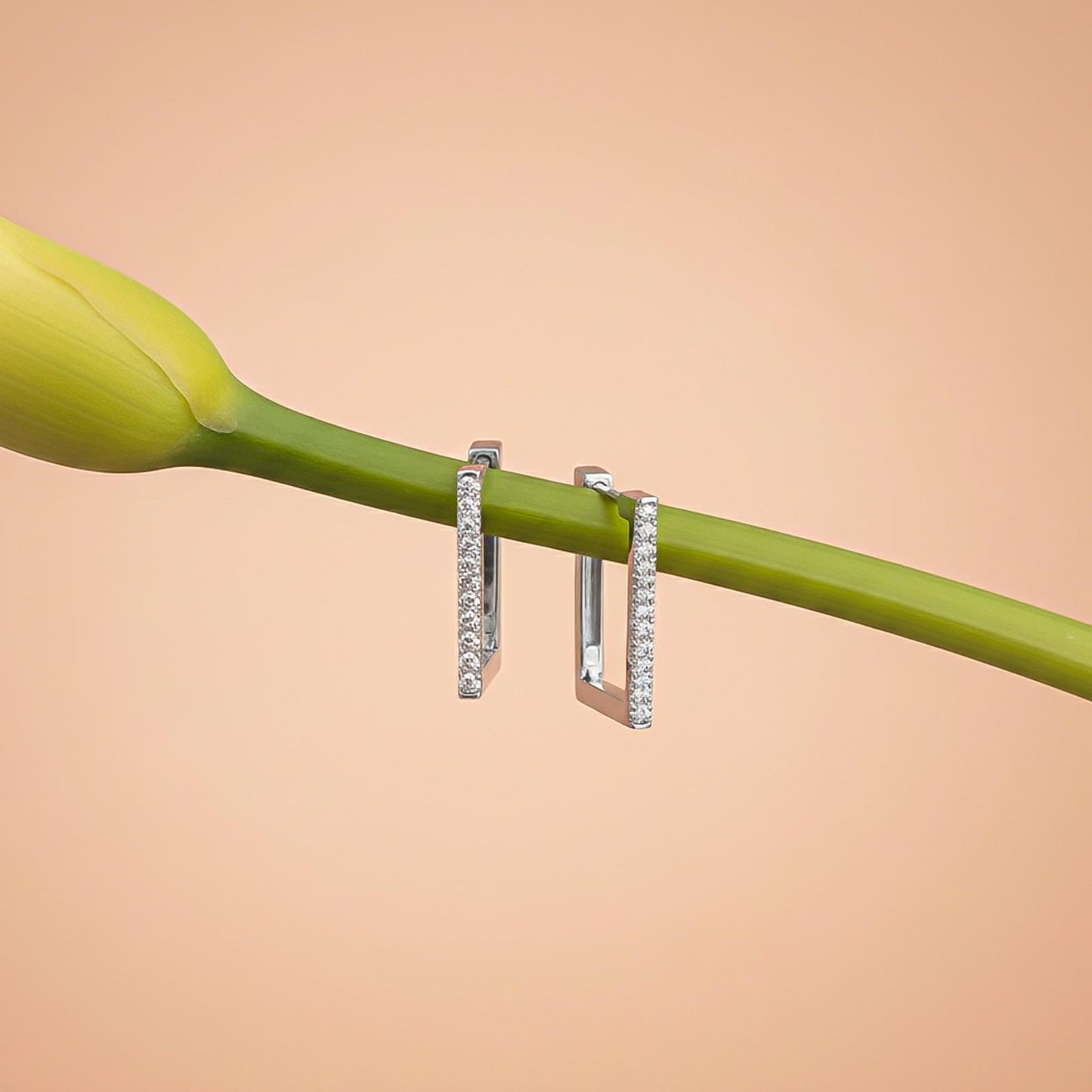 Silver Square Hoop Earrings