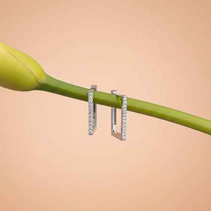 Silver Square Hoop Earrings