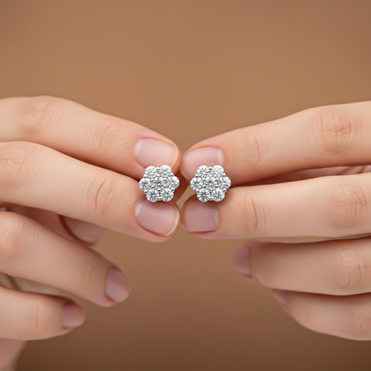 Silver Flower Grace Stud Earrings