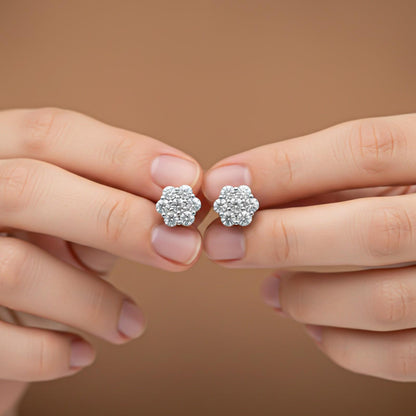 Silver Flower Grace Stud Earrings