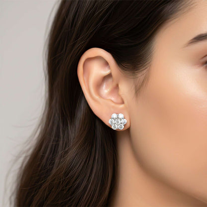 Silver Flower Grace Stud Earrings