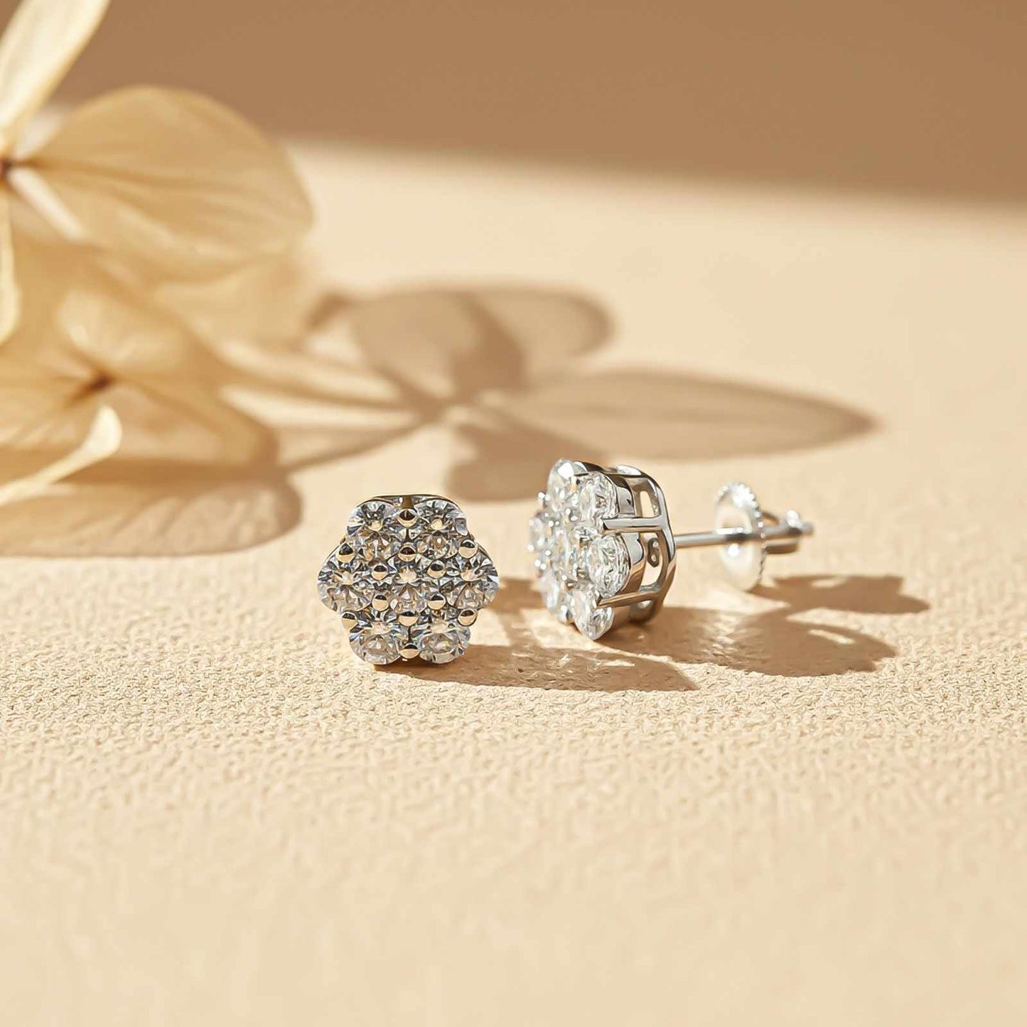 Silver Flower Grace Stud Earrings