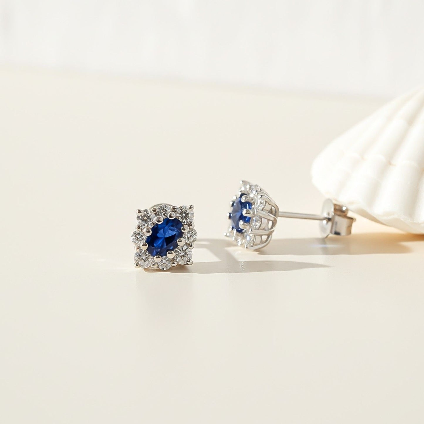 Silver Blue Cocktail Stud Earrings