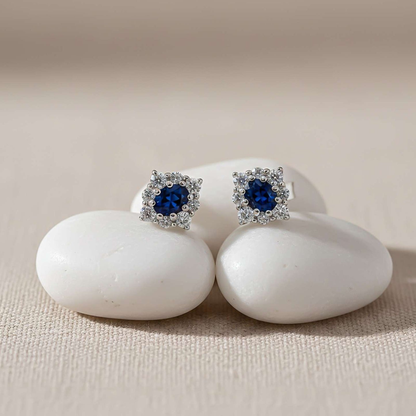 Silver Blue Cocktail Stud Earrings