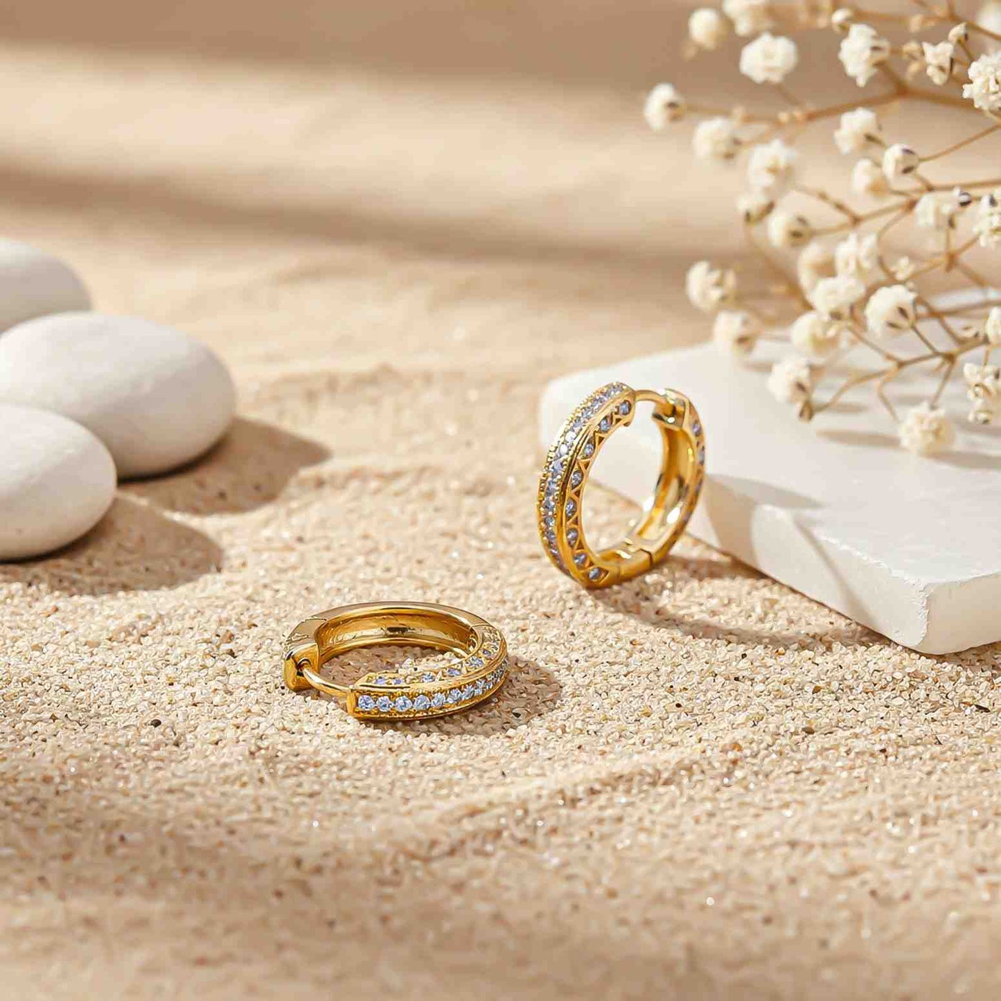 Golden Hip Hop Hoop Earrings