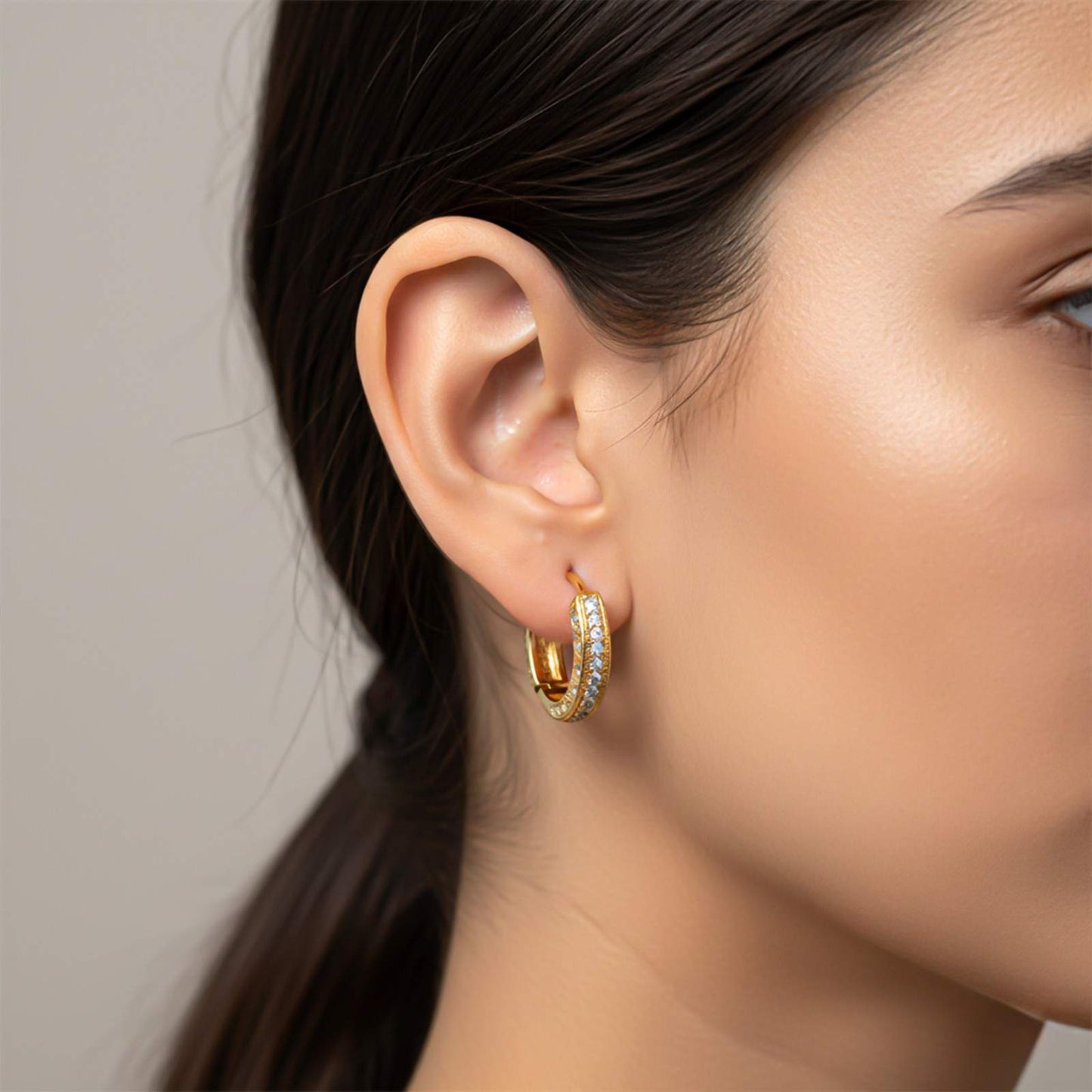 Golden Hip Hop Hoop Earrings