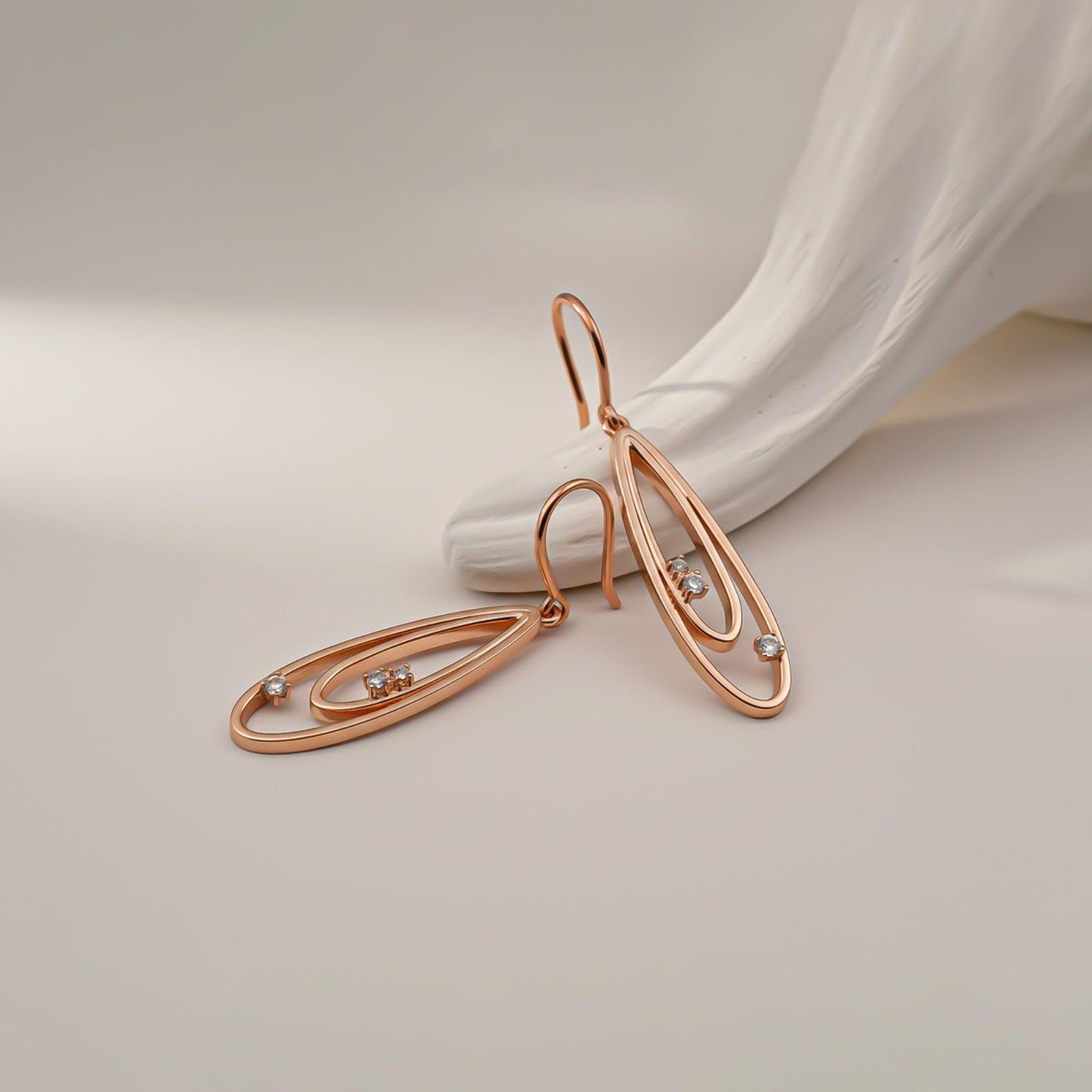 Silver Twin Loop Drop Earrings