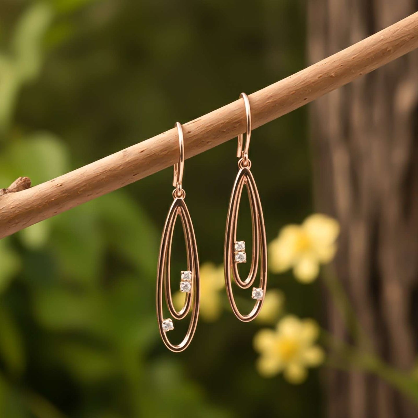 Silver Twin Loop Drop Earrings