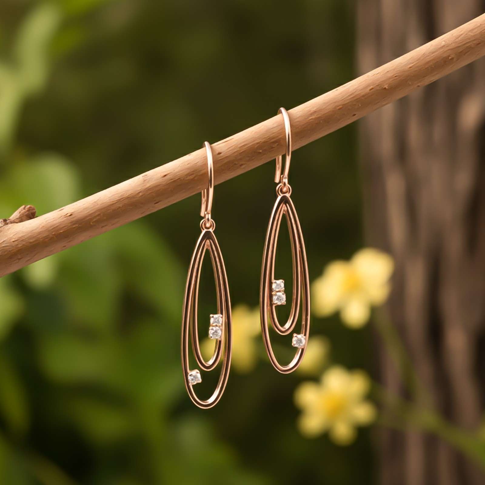 Silver Twin Loop Drop Earrings