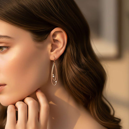 Silver Twin Loop Drop Earrings
