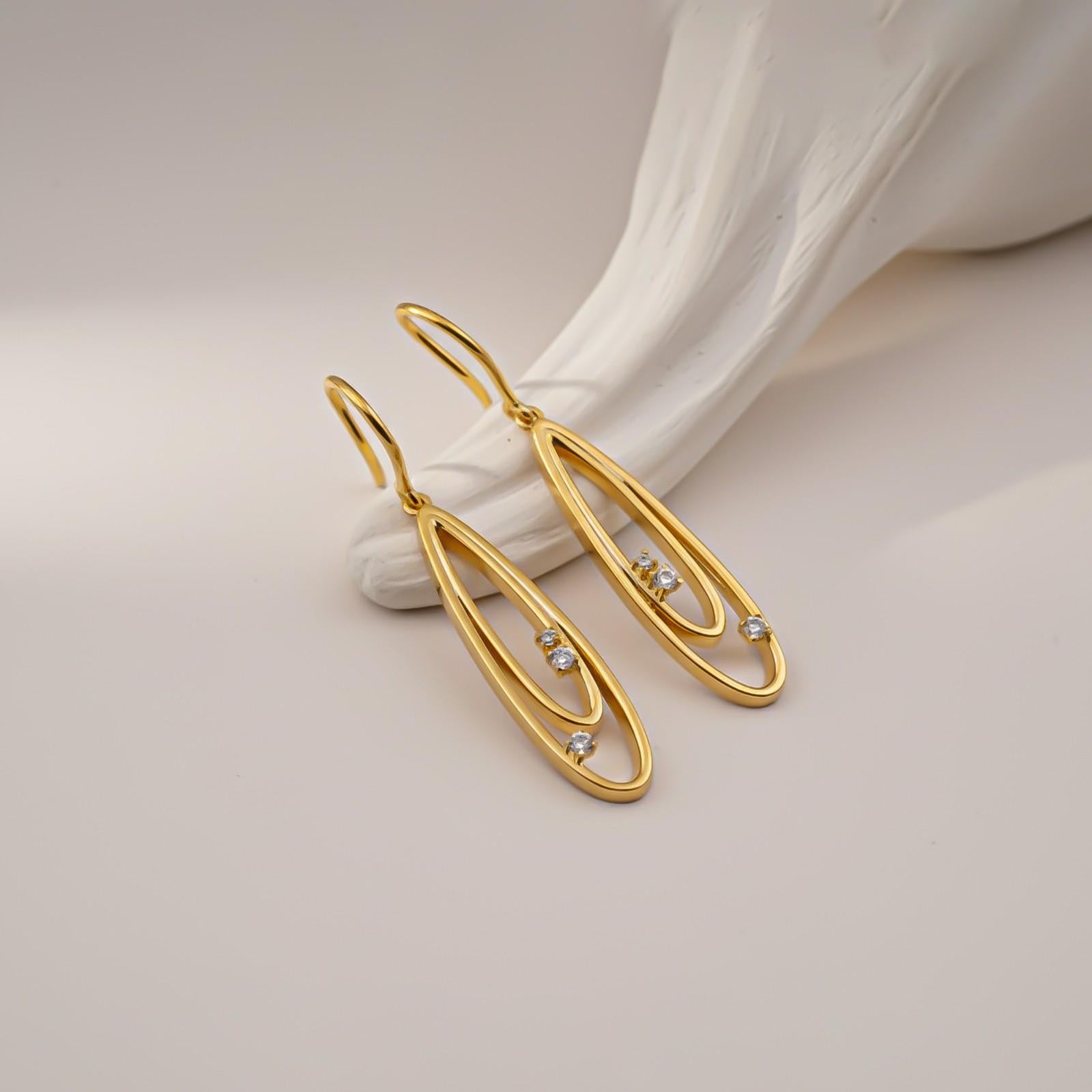 Silver Twin Loop Drop Earrings