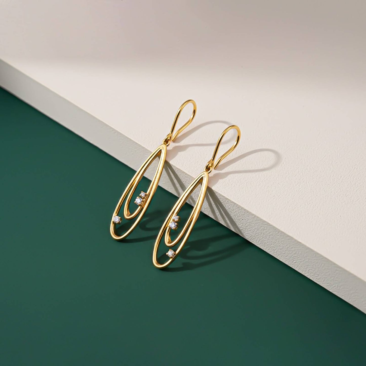 Silver Twin Loop Drop Earrings