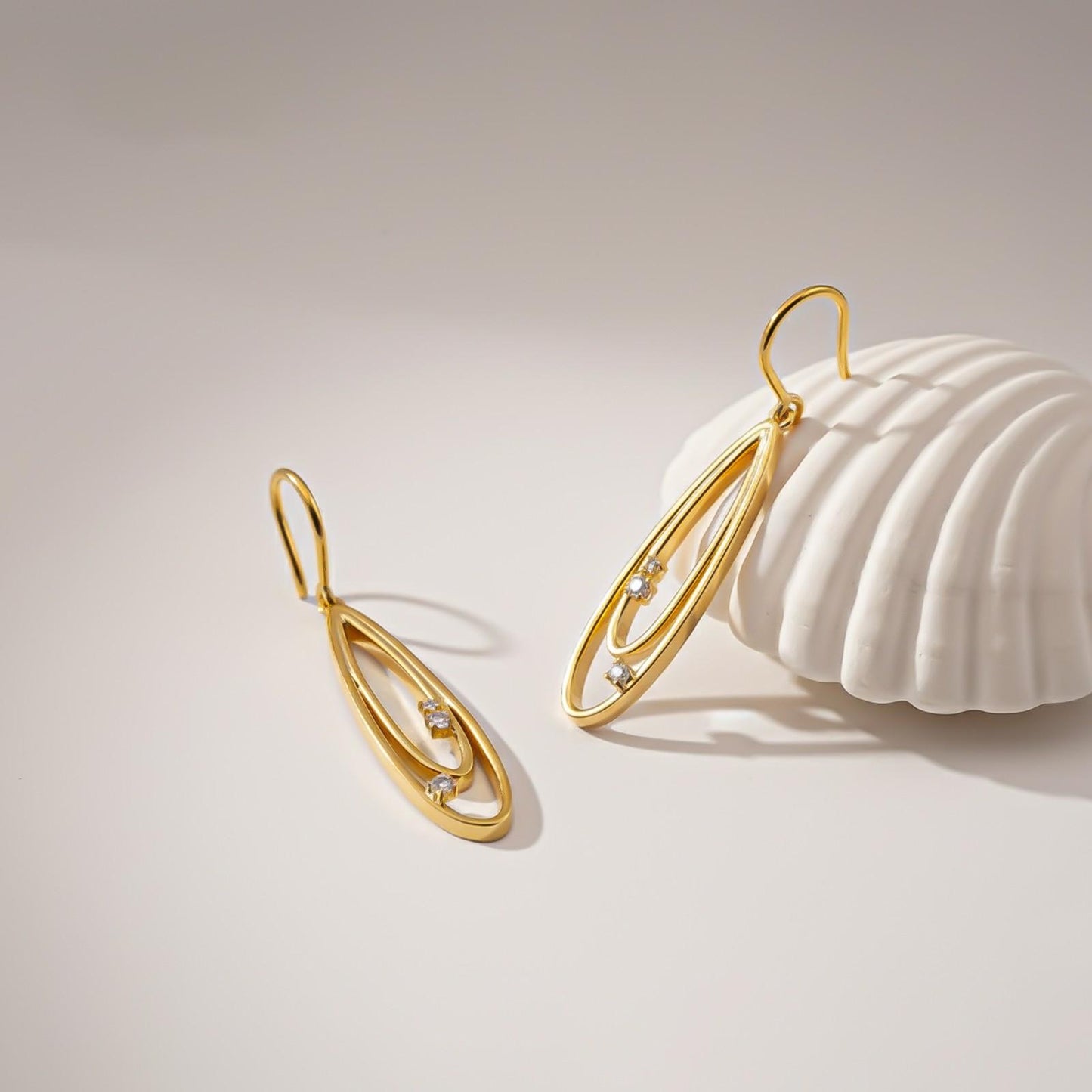 Silver Twin Loop Drop Earrings