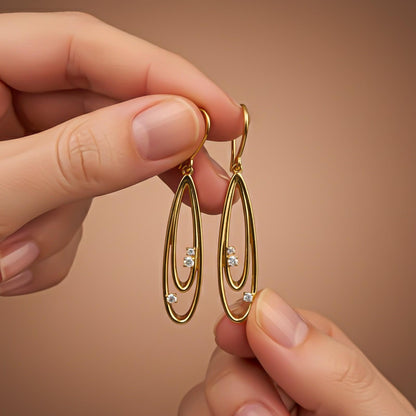 Silver Twin Loop Drop Earrings