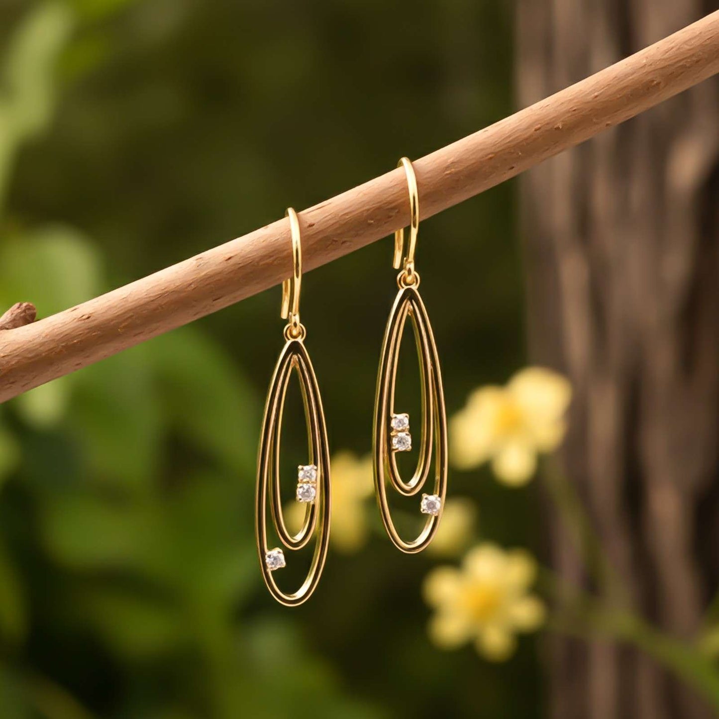 Silver Twin Loop Drop Earrings