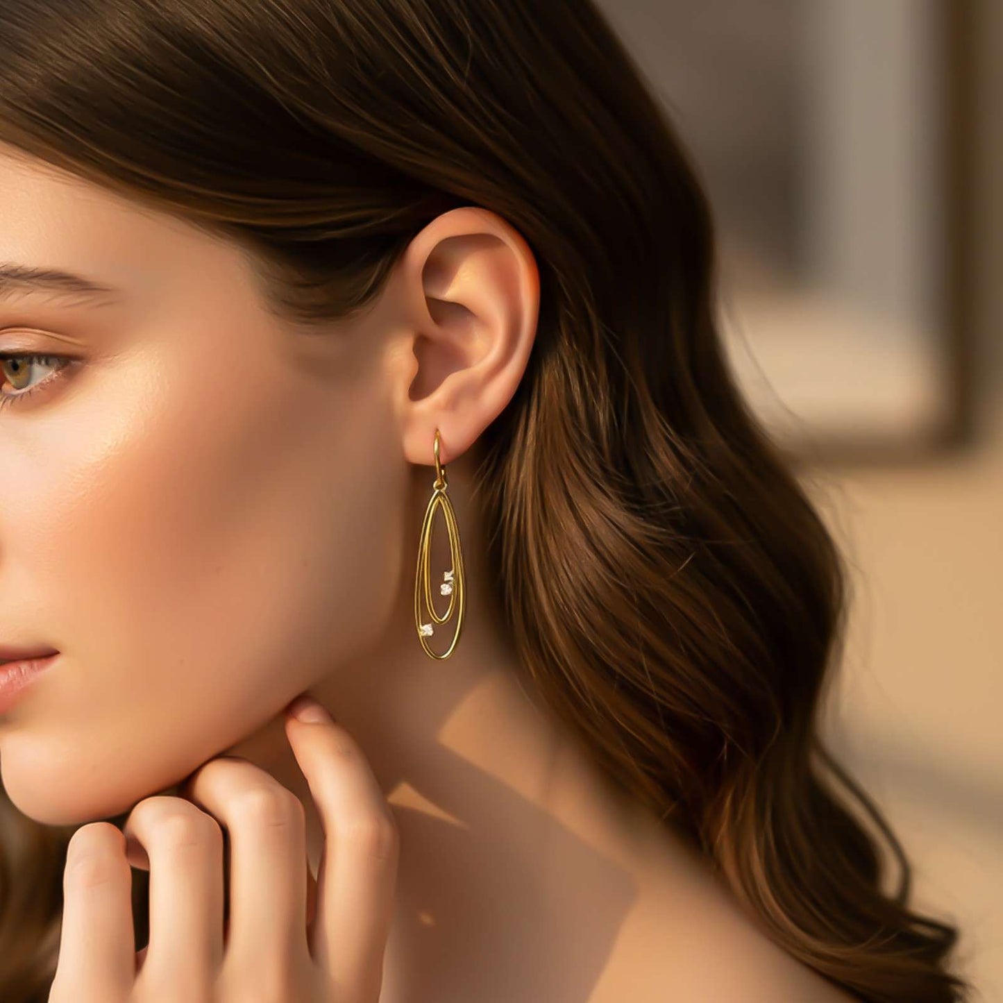 Silver Twin Loop Drop Earrings