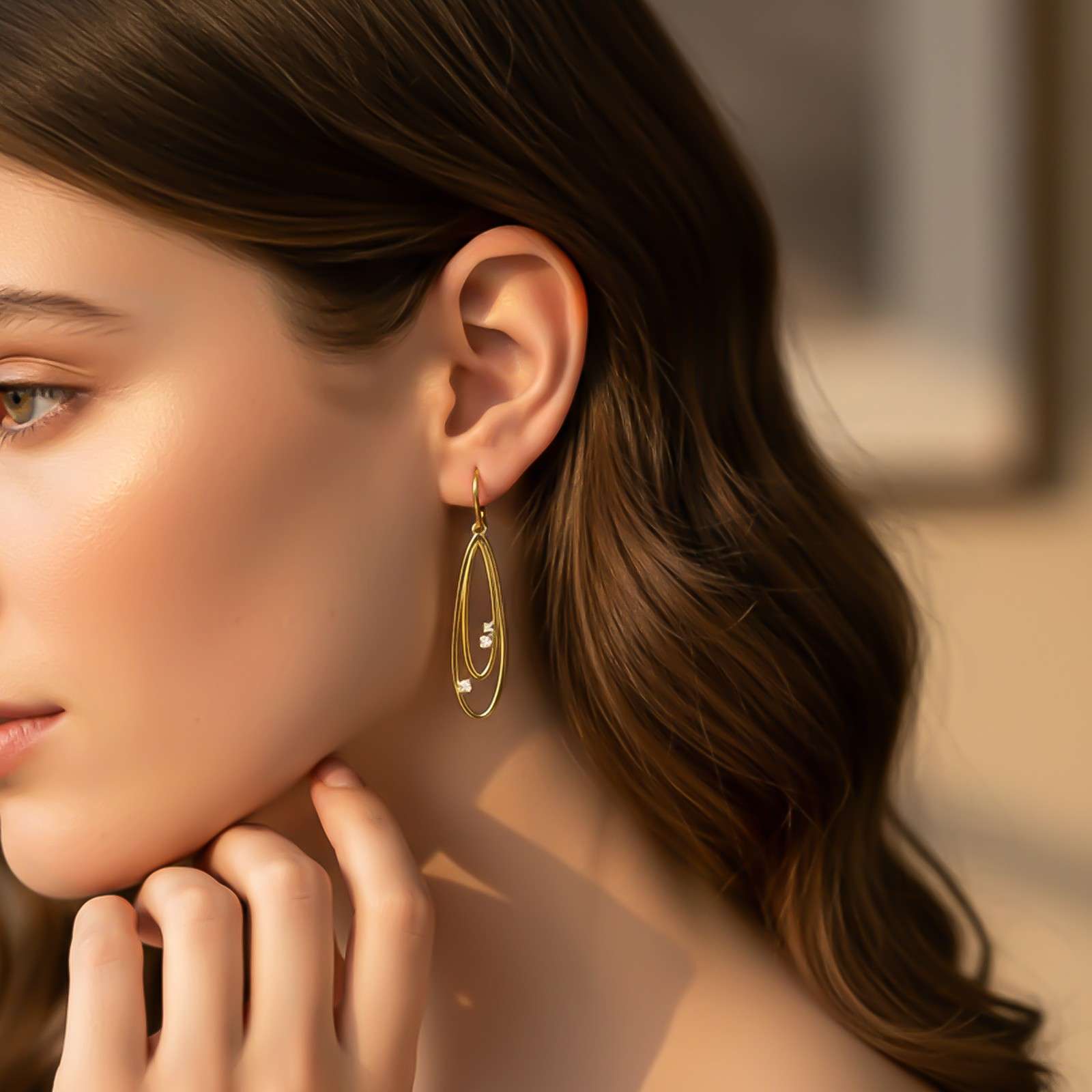 Silver Twin Loop Drop Earrings