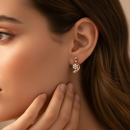 Silver Floral Twist Stud Earrings